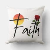 信仰黒タイポグラフィ付きバラ クッション (正面)
