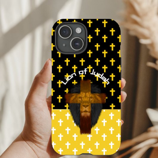 信仰 イエロー ブラック ホワイト クロス ユダのライオン Case-Mate iPhoneケース