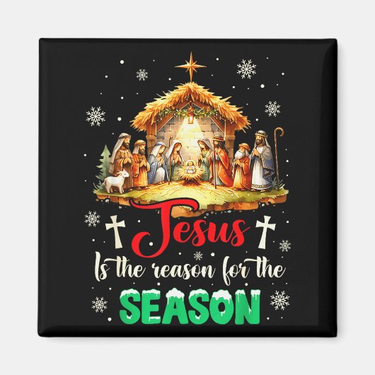 信仰 キリスト教 クリスマスの理由はイエス・キリスト マグネット (正面)
