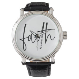 信仰 | シンプルバイブル聖句引用文ブラックタイポグラフィ 腕時計