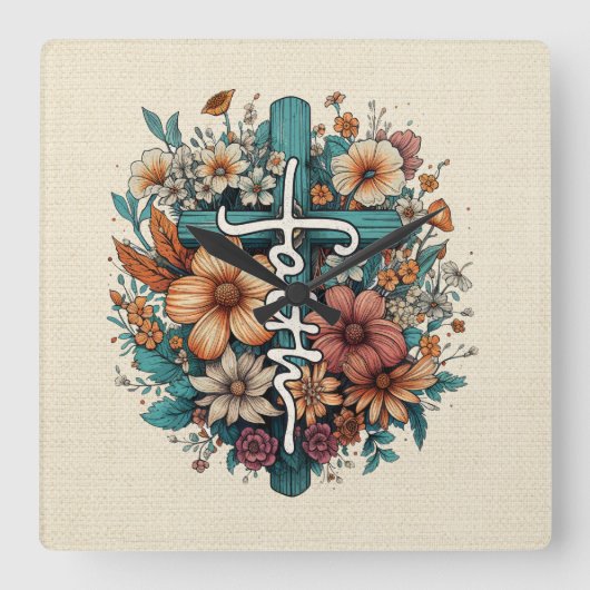 信仰 スクエア壁時計 (正面)