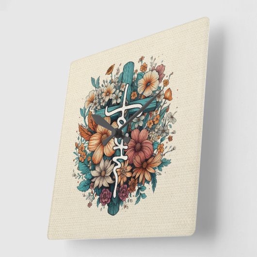 信仰 スクエア壁時計 (傾斜)