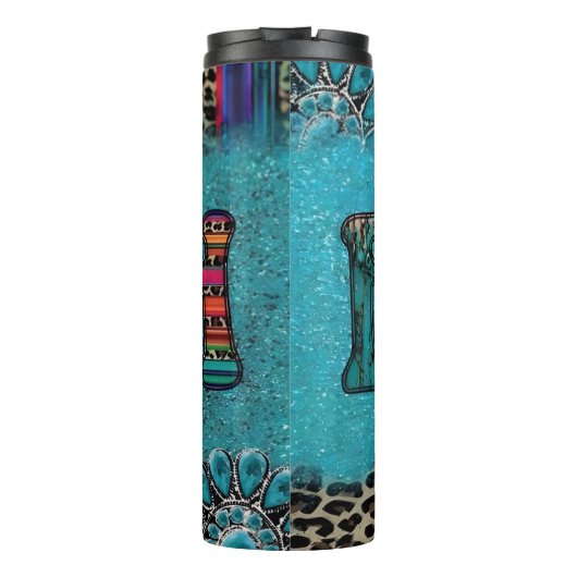 信仰：ターコイズ、ヒョウパターン（の模様が）ある、 タンブラー (裏面)