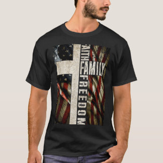 信仰 ファミリー ドム - 愛国的なクリスチャン ヴィンテージ USA Tシャツ