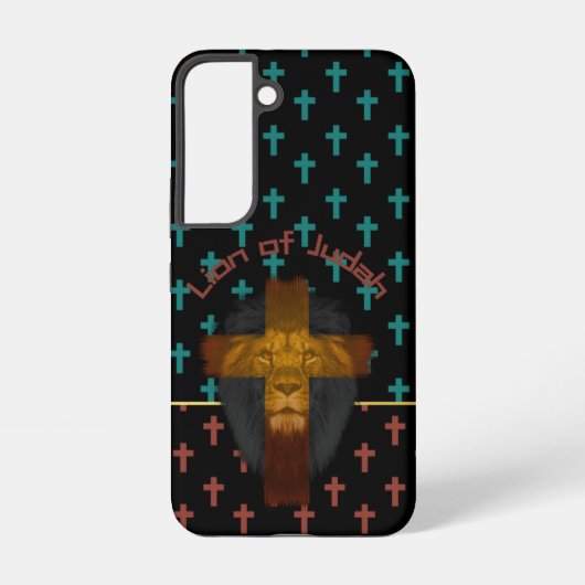 信仰 ブラック レッド ターコイズ クロス ヤハウェの獅子 SAMSUNG GALAXYケース (裏面)