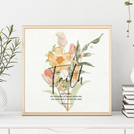 信仰 – ヘブル11:1オレンジ色のフローラ ポスター