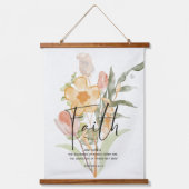 信仰 – ヘブル11:1オレンジ色のフローラ 吊り下げ型タペストリー (正面)