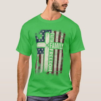 信仰 家庭 自由 アメリカ国旗 Tシャツ