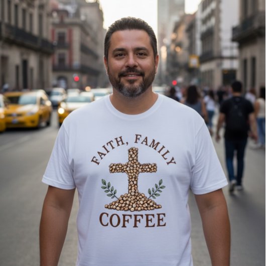 信仰、家族、コーヒー Tシャツ