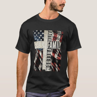 信仰 家族 自由 - 愛国キリスト教 ヴィンテージ Tシャツ