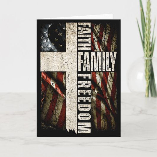 信仰 家族 自由 - 愛国的なクリスチャン ヴィンテージ カード (正面)