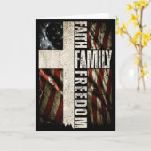 信仰 家族 自由 - 愛国的なクリスチャン ヴィンテージ カード (黄色い花)