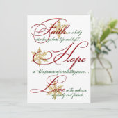 信仰、希望、ラブ金ゴールドフォトクリスマスカード シーズンカード (スタンド正面)