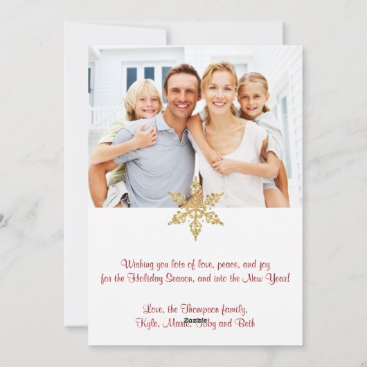 信仰、希望、ラブ金ゴールドフォトクリスマスカード シーズンカード (裏面)