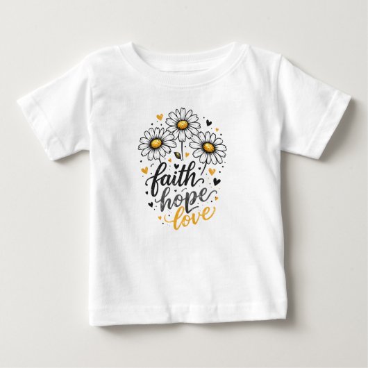 信仰、希望、愛とデイジーのベビーTシャツ ベビーTシャツ (正面)