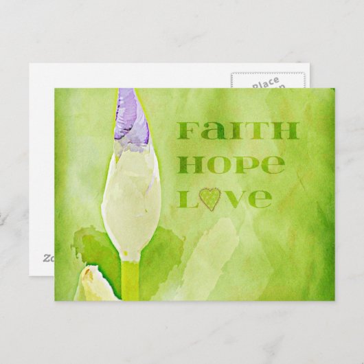 信仰、希望、愛のアイリス ポストカード (正面/裏面)