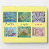 信仰、希望、愛の天使の言葉コラージュ詩のプラーク フォトプラーク (正面)
