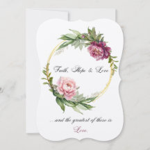 信仰、希望、愛の結婚式招待状