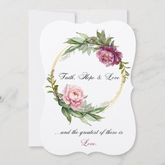 信仰、希望、愛の結婚式招待状 (正面)