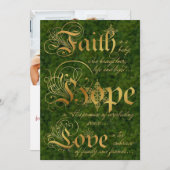 信仰、希望、愛の緑の金ゴールド写真クリスマスカード シーズンカード (正面/裏面)