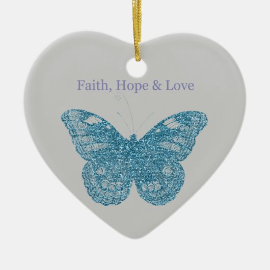 信仰、希望、愛の蝶 セラミックオーナメント (正面)