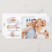 信仰、希望、愛の赤と金ゴールドクリスマスフォトカード シーズンカード (正面/裏面)