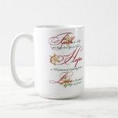 信仰、希望、愛レッドグリーン金ゴールドクリスマスマグカップ コーヒーマグカップ (左)