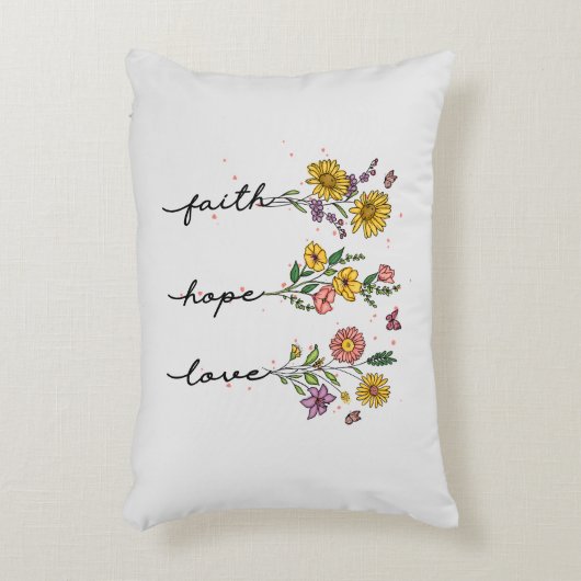 信仰 – 希望 – 愛 | インスパイアフローラデザイン アクセントクッション (正面(垂直))
