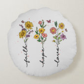 信仰 – 希望 – 愛 | インスパイアフローラデザイン ラウンドクッション (裏面)