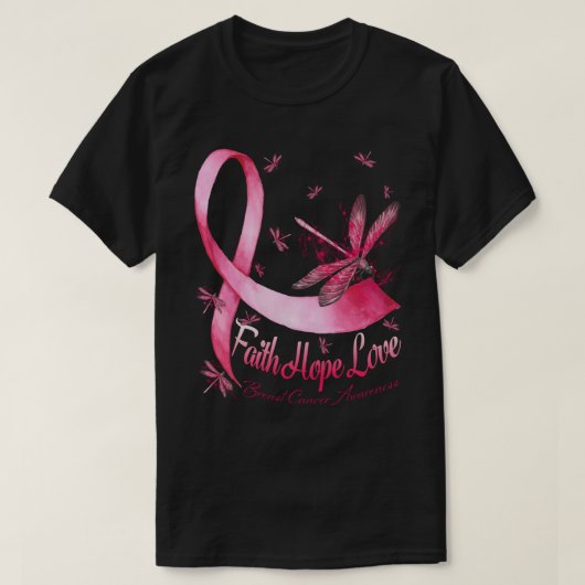 信仰 希望 愛 乳がん啓発 トンボ Tシャツ (デザイン正面)