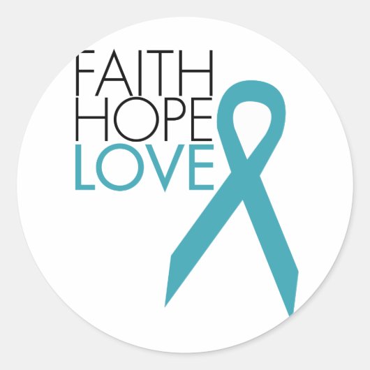 信仰、希望、愛 – 卵巣がん ラウンドシール (正面)