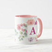 信仰 希望 愛 水彩画の花 モノグラム マグカップ (正面右)