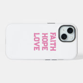 信仰 希望 愛 白 ピンク iPhone 15ケース (裏面横)