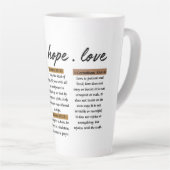 信仰、希望、愛：聖書感動的の聖句 カフェラテマグ (右アングル)