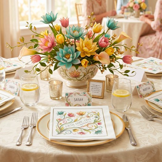 信仰 希望 愛 花柄 スタンダードランチョンナプキン