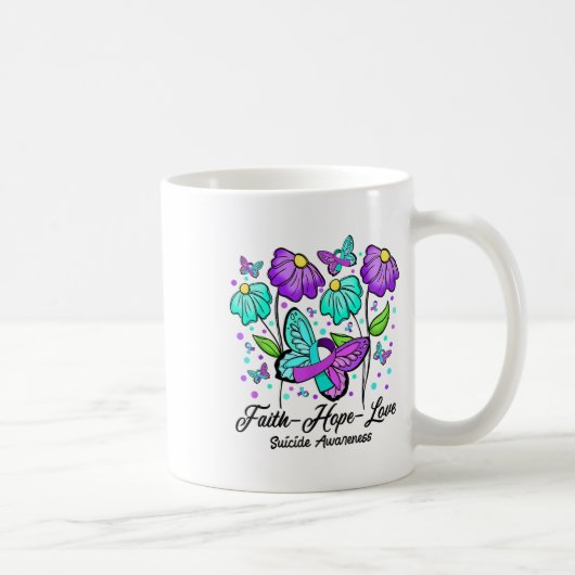 信仰 希望 愛 花 蝶 自殺防止 コーヒーマグカップ (右)