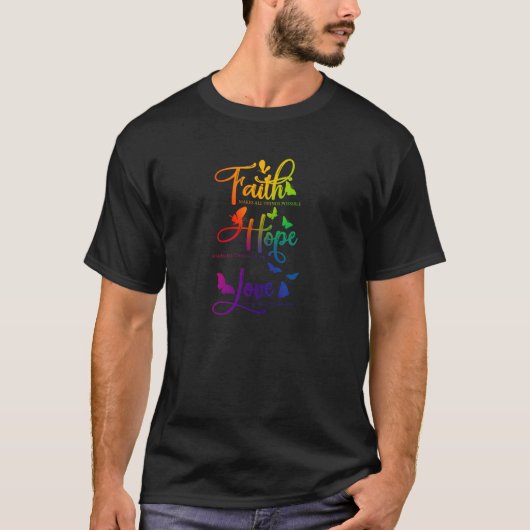 信仰 希望 愛 蝶々 宗教 神 耶稣 Christ Tシャツ (正面)