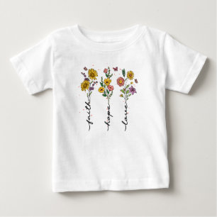 信仰、希望、愛 – 鮮やかフローラ感動的 ベビーTシャツ