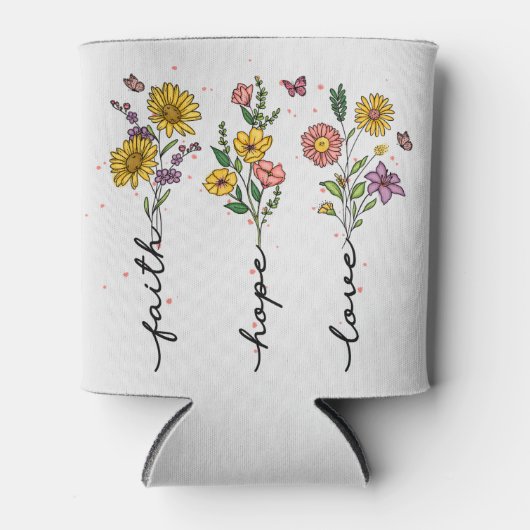 信仰、希望、愛 – 鮮やかフローラ感動的 缶クーラー (正面)