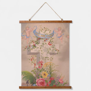 信仰 希望 慈善と花 吊り下げ型タペストリー