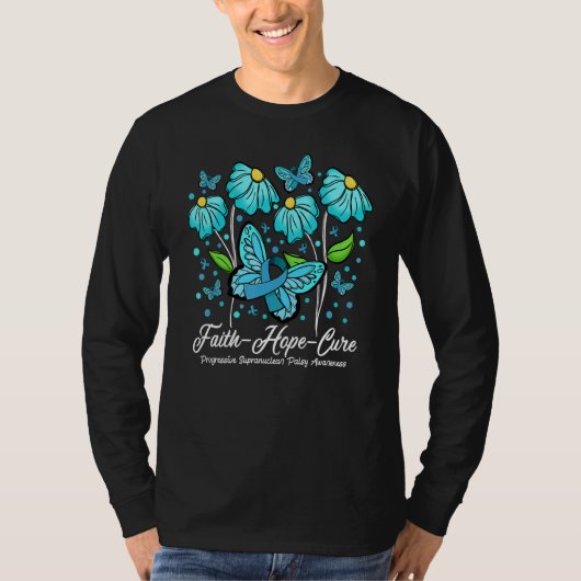 信仰 希望 癒し 蝶 進行性 核上性 Tシャツ (正面)