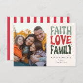信仰、愛、家族 – ヴィンテージレトロレタリング ノートカード (正面/裏面)