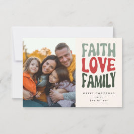 信仰、愛、家族 – ヴィンテージレトロレタリング ノートカード