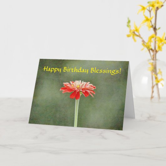 信仰《植物》百日草フラワーかわいらしアート誕生日カード カード (黄色い花)