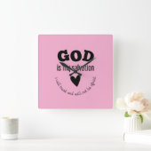 信仰：神は私の救いである スクエア壁時計 (ホーム)