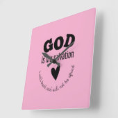 信仰：神は私の救いである スクエア壁時計 (傾斜)