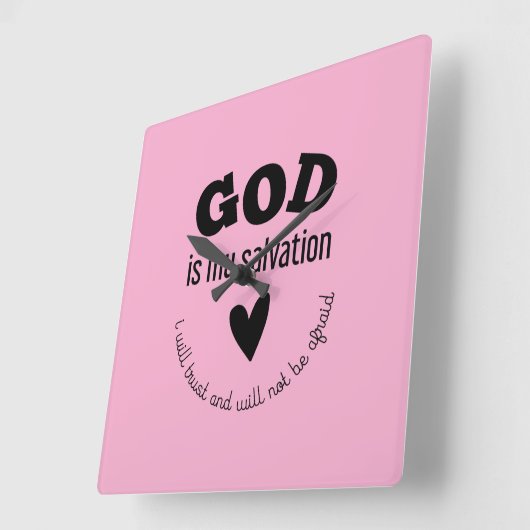 信仰：神は私の救いである スクエア壁時計 (傾斜)