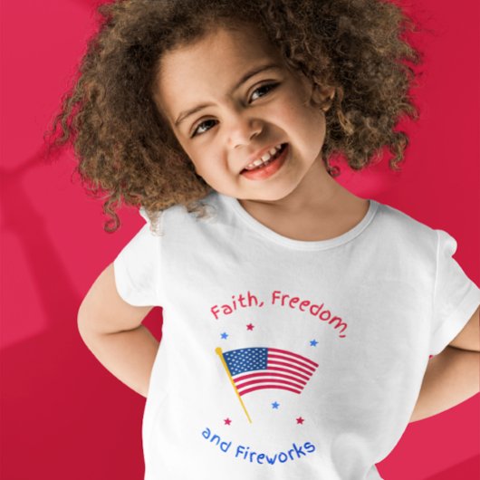 信仰、自由、打ち上げ花火　独立記念日 ベビーTシャツ