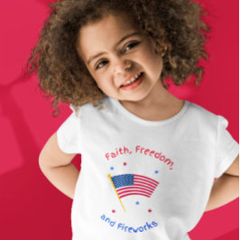 信仰・自由・花火　独立記念日 ベビーTシャツ