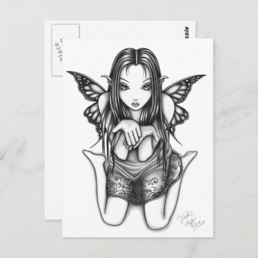 "信仰"蝶の妖精のアートハガキひねる ポストカード (正面/裏面)